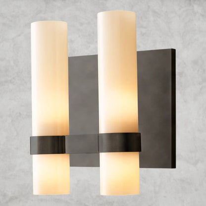 Bronze Ravelle Milk Glass Double Sconce