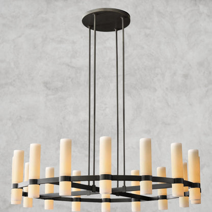48" / Bronze Ravelle Round Milk Glass Chandelier 36", 48", 60"