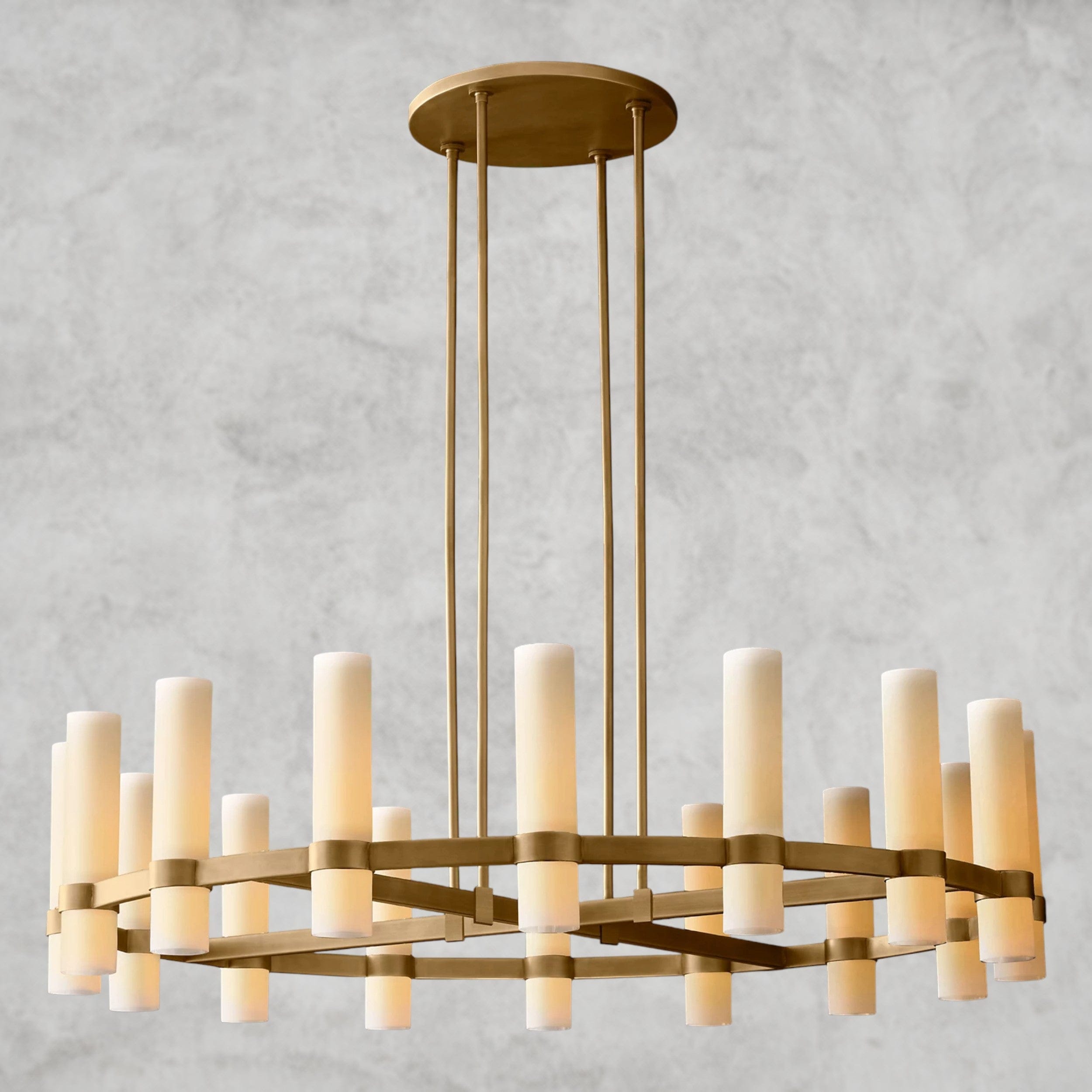 48" / Brass Ravelle Round Milk Glass Chandelier 36", 48", 60"