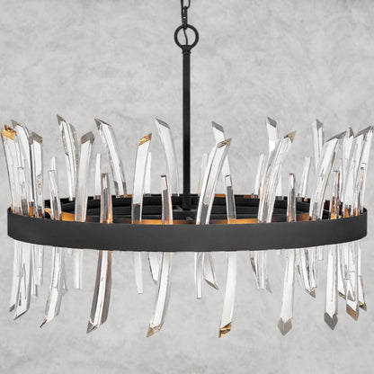 Revel 8 - Light Unique Wagon Wheel Chandelier with Crystal Accents