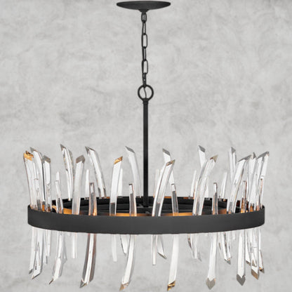 Revel 8 - Light Unique Wagon Wheel Chandelier with Crystal Accents