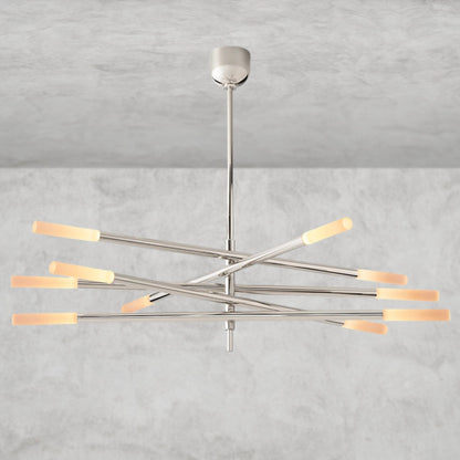 Nickle Rousseau 10-Light Mobile Etched Rod Chandelier