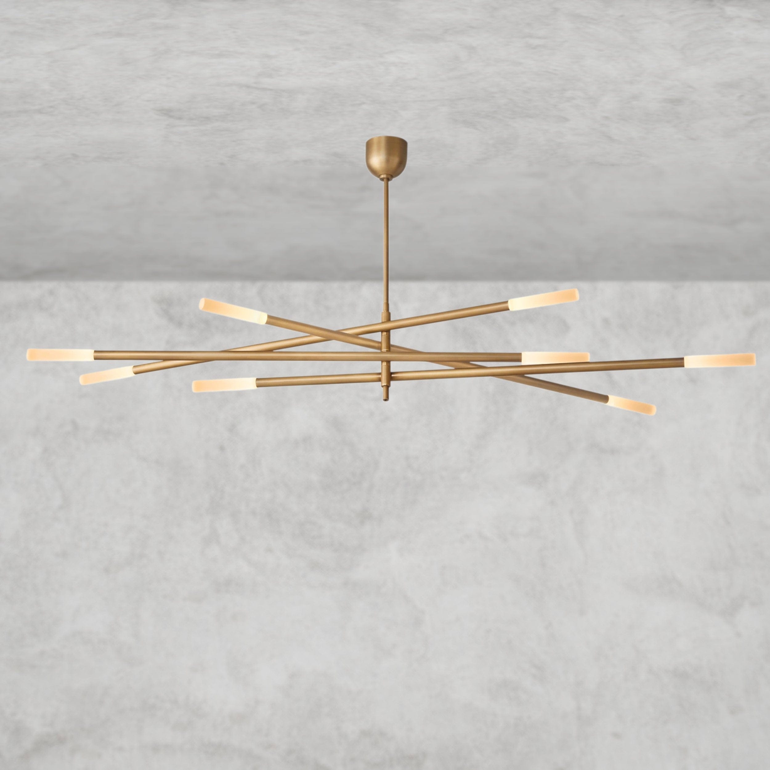 65" / Brass Rousseau 8-Light Mobile Etched Rod Chandelier 65", 80"