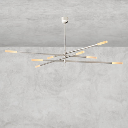 80" / Nickle Rousseau 8-Light Mobile Etched Rod Chandelier 65", 80"