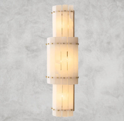 Brass San Marco Alabaster Grand Round Sconce