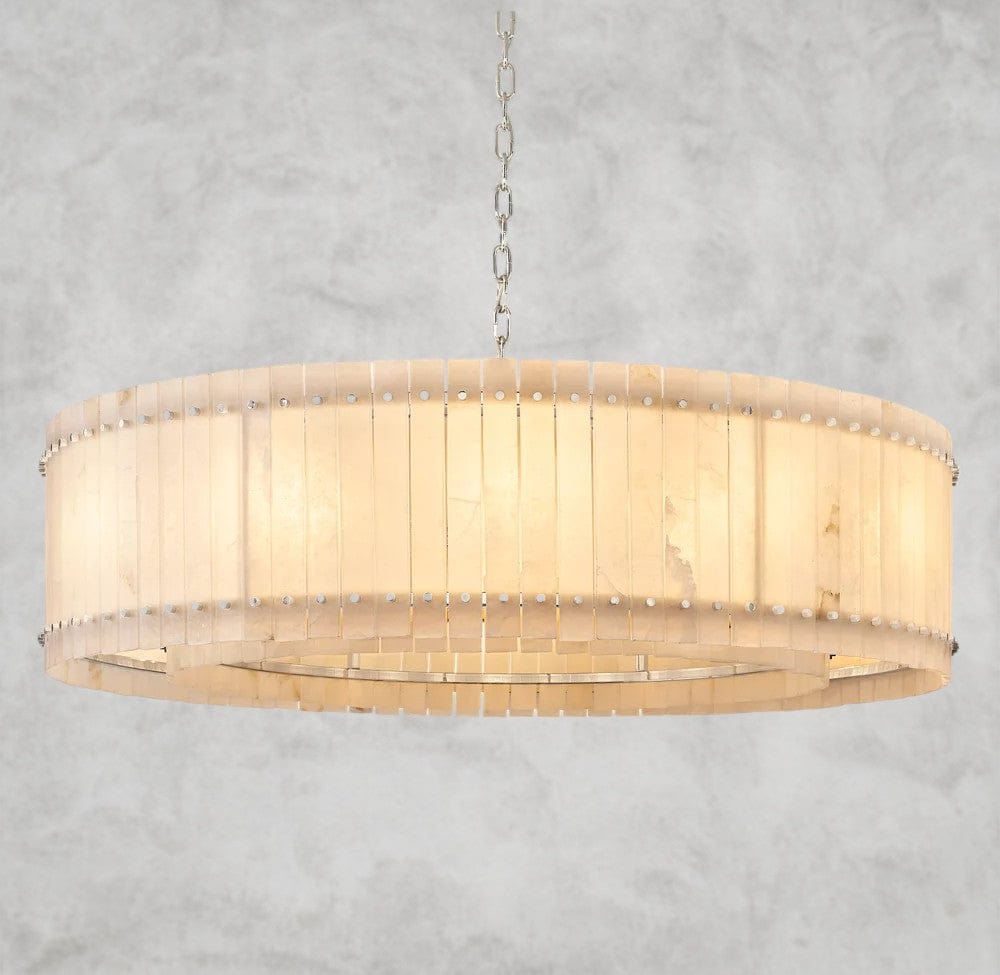60" / Nickle San Marco Alabaster Round Chandelier 22", 37", 48", 60"
