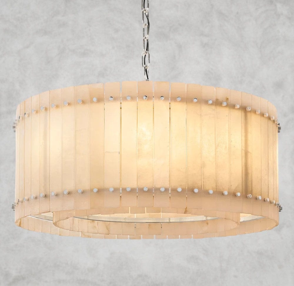 37" / Nickle San Marco Alabaster Round Chandelier 22", 37", 48", 60"
