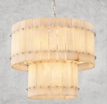 22" / Nickle San Marco Alabaster Round Tiered Chandelier 22", 37", 48", 60"