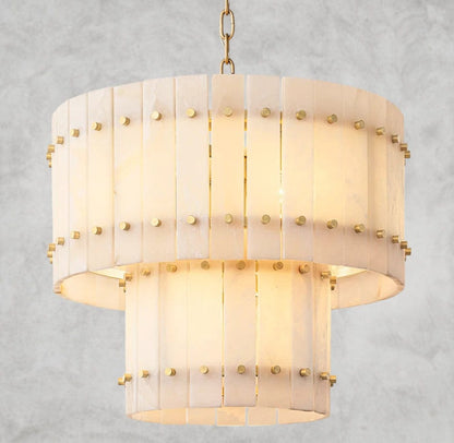22" / Brass San Marco Alabaster Round Tiered Chandelier 22", 37", 48", 60"