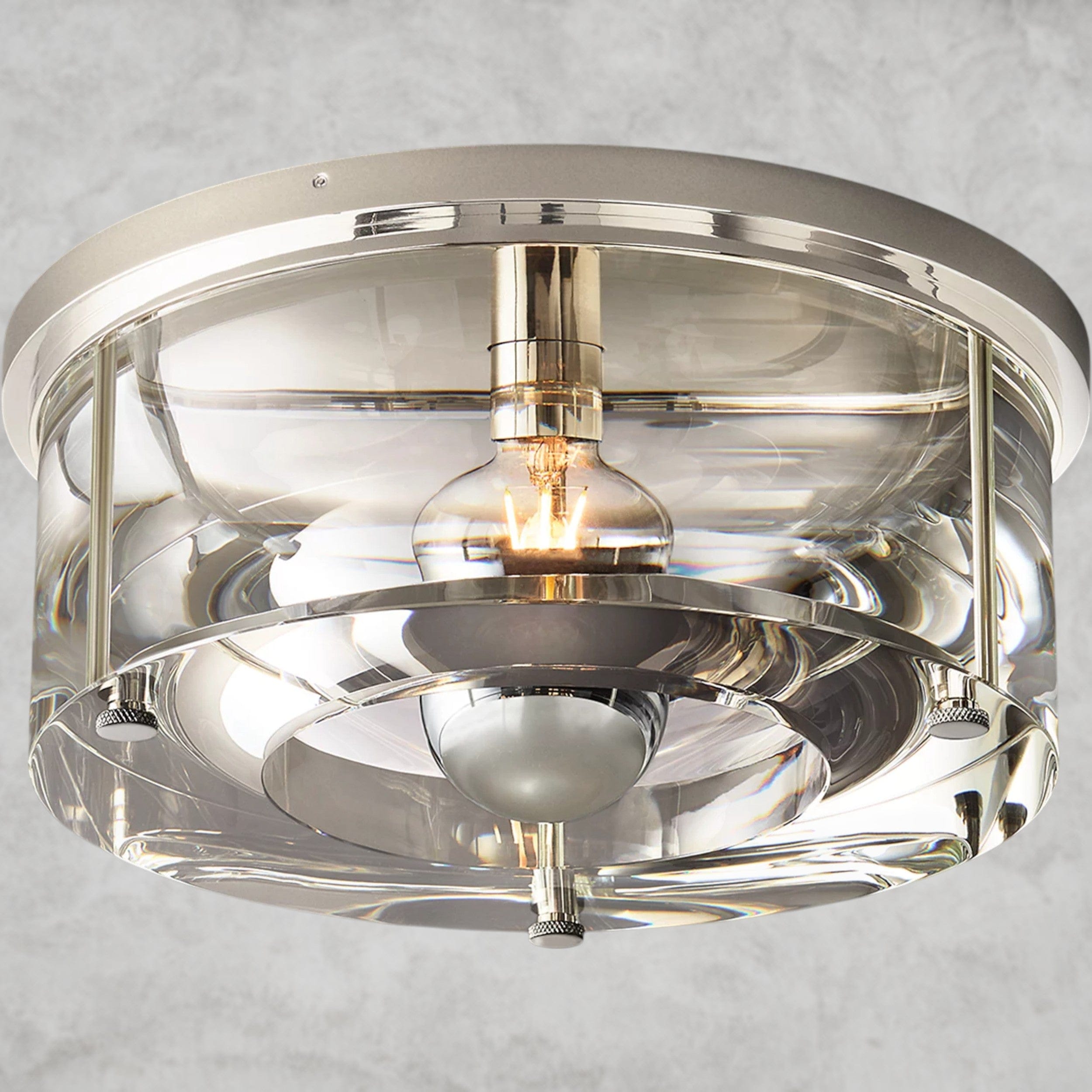 14" / Nickle Savile Round Flushmount 10", 12", 14"