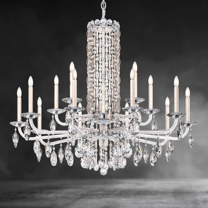 Antique Silver / Crystal Heritage Crystal Siena Short Column Crystal Chandelier 41"