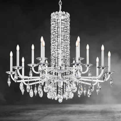 Stainless Steel / Crystal Heritage Crystal Siena Short Column Crystal Chandelier 41"