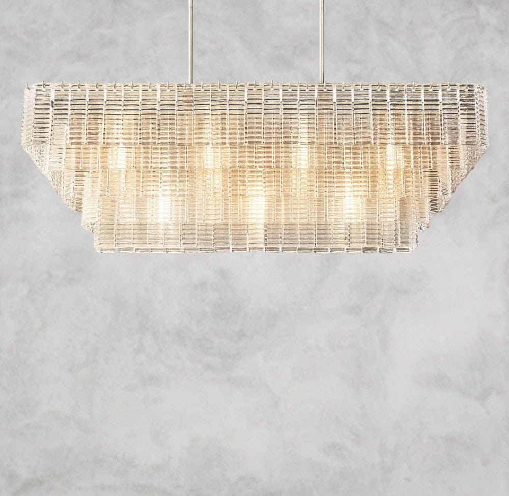 Nickle Sirene Clear Glass Rectangular Chandelier 59"