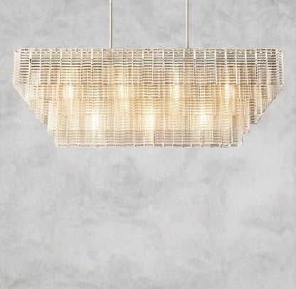 Nickle Sirene Clear Glass Rectangular Chandelier 59"