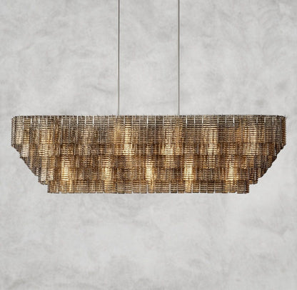 77" / Nickle Sirene Smoke Glass Rectangular Chandelier 59", 77"