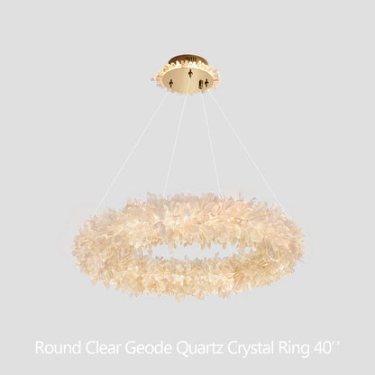 Kandice Round Rock Crystal Chandelier 24", 32", 40", 47"