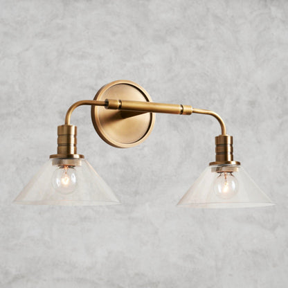 Brass / Clear Theron Double Sconce