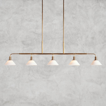 Brass / 60" / Milk Theron Linear Chandelier 50", 60"