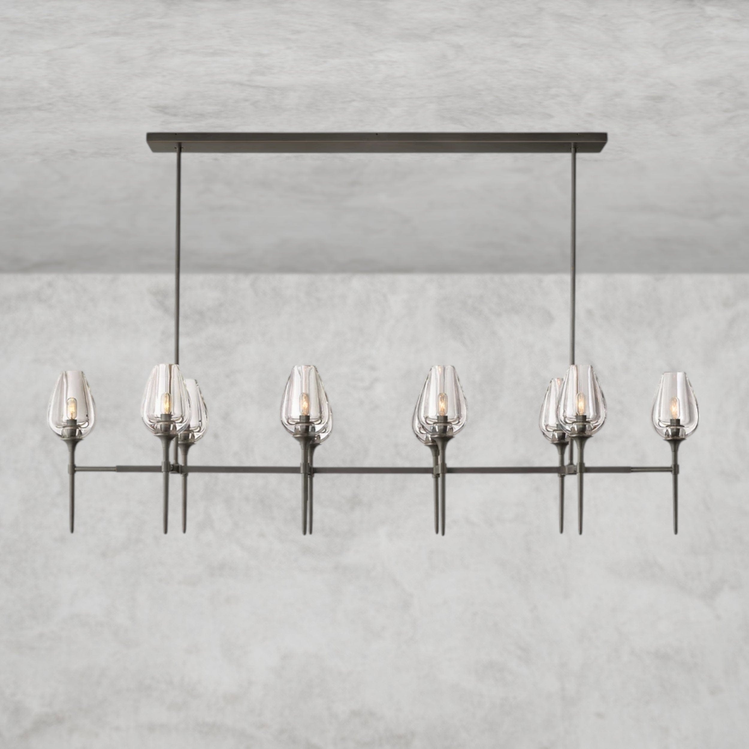 65" / Bronze Tulip Linear Chandelier 52", 65"