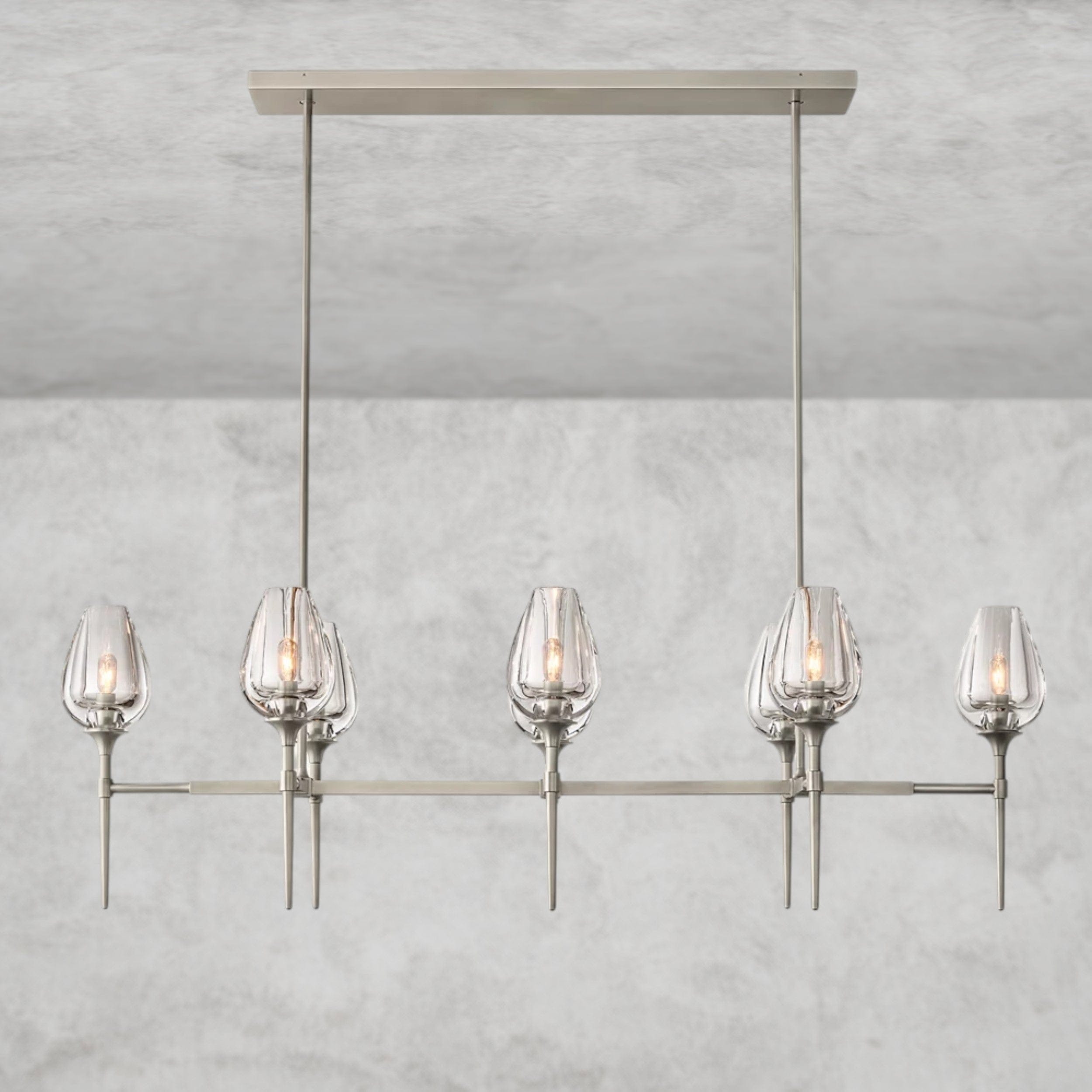 52" / Nickle Tulip Linear Chandelier 52", 65"