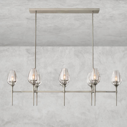 52" / Nickle Tulip Linear Chandelier 52", 65"