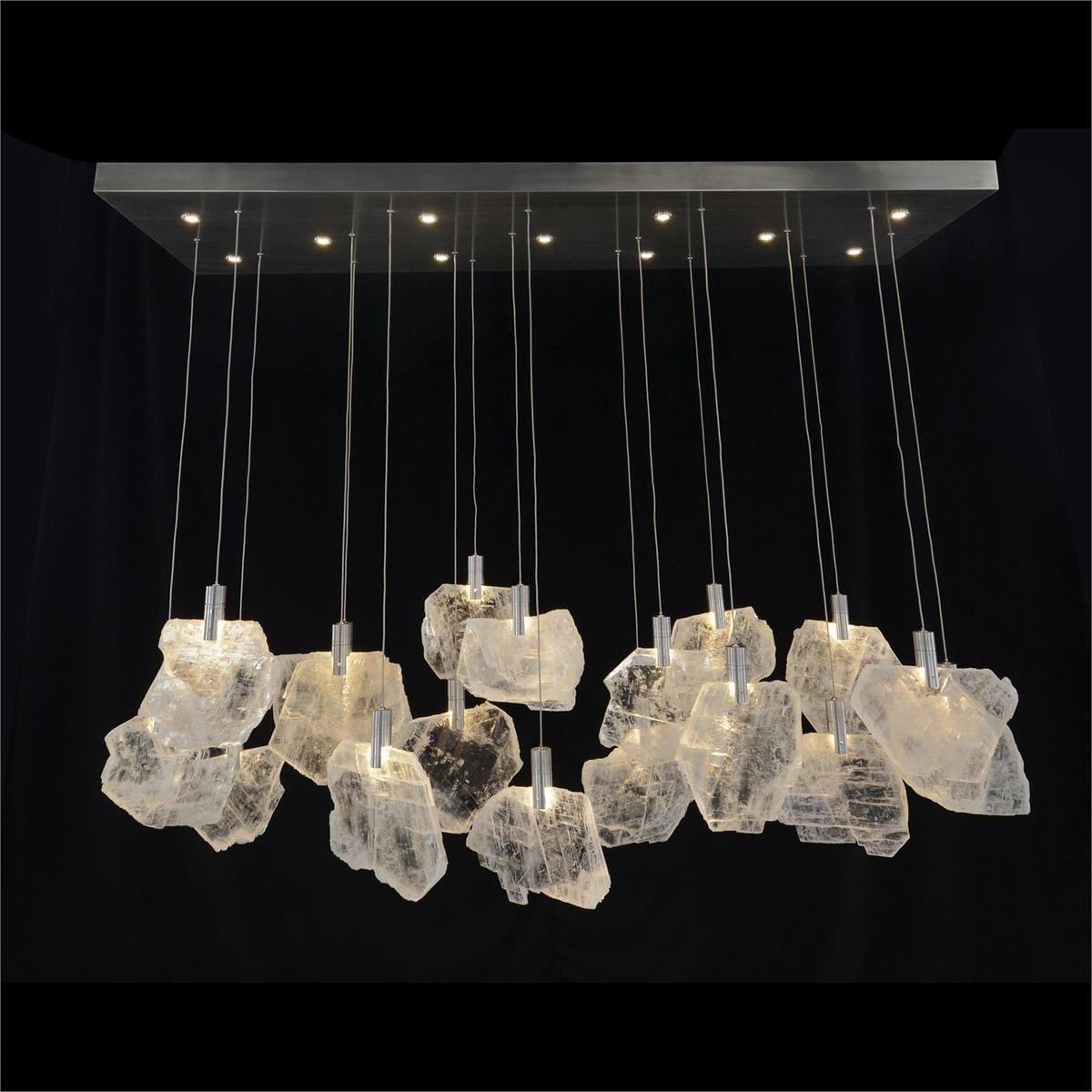 Twenty-Nine-Light Horizontal Selenite Chandelier