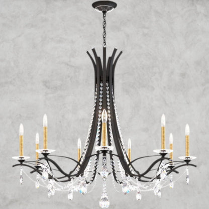 Black / Clear Heritage Crystal Vesca Round Chandelier 45"
