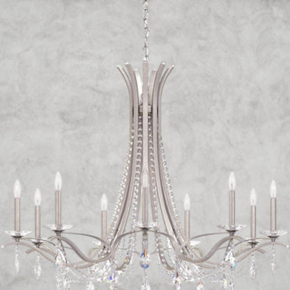 Antique Silver / Clear Heritage Crystal Vesca Round Chandelier 45"