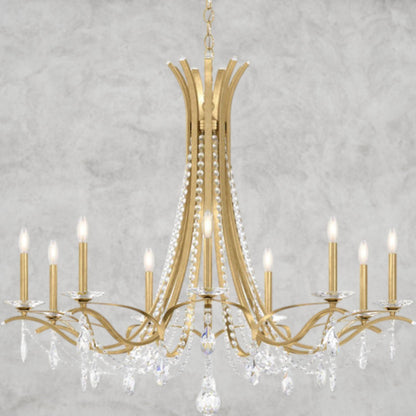 Gold / Clear Heritage Crystal Vesca Round Chandelier 45"