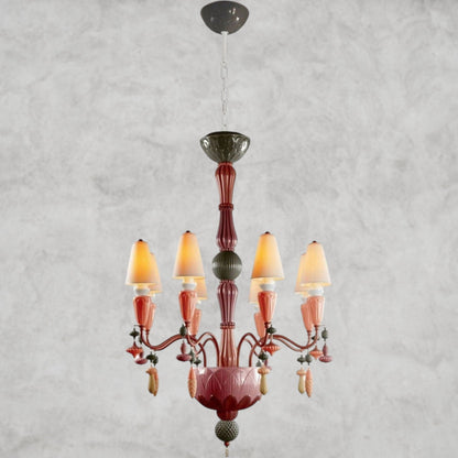 Red Coral Vintage Nexora 8-Lights Chandelier